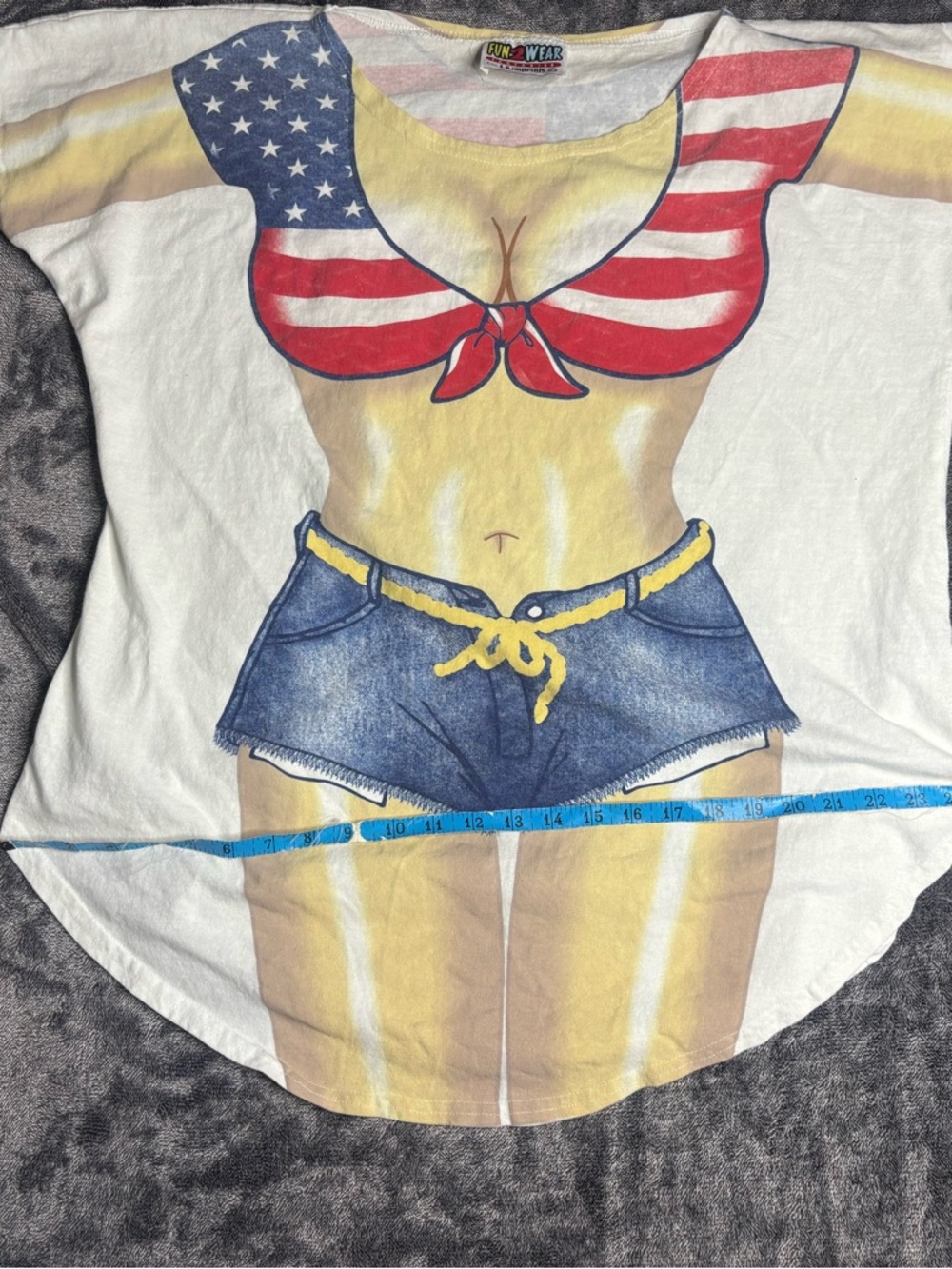 Women's Novelty USA Bikini Graphic Tee - White with Red & Blue - Picture 4 of 5